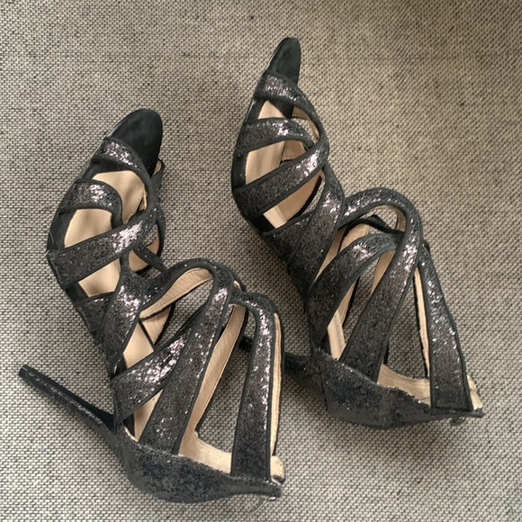 Coach Ludlow Black Women's Glitter Sparkle Open-toe Stiletto Heels - Picture 9 of 16